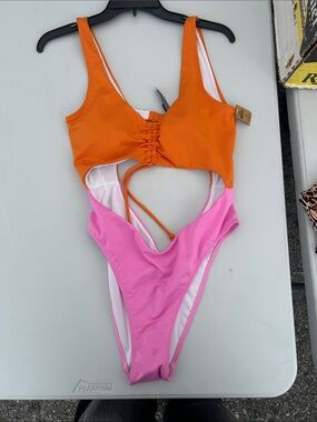Victorias Secret Pink Large Ruched One piece NWT